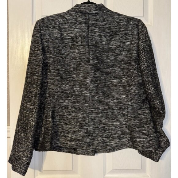 Kasper Suit Jacket Blazer 14 Black Metallic Gold Fleck Classic 3 Button Stretch - Picture 5 of 11